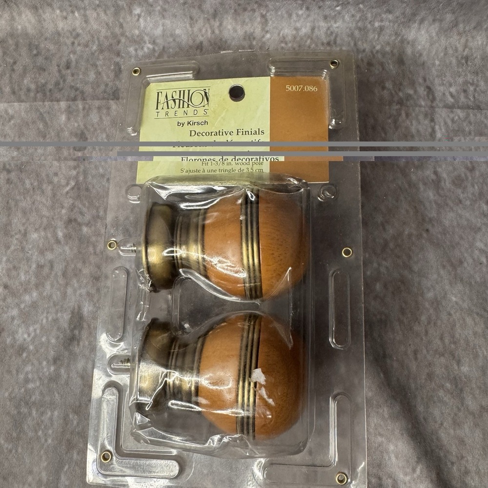 Kirsch Decorative Finials Wood Gold Ball Fits 1 3/8 Wood Pole Drapery Rod
